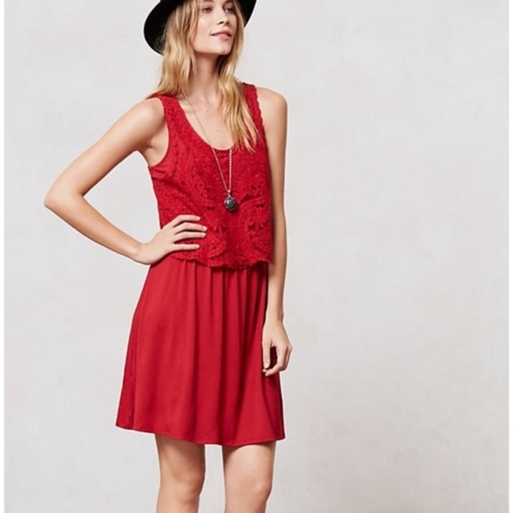 Anthropologie Dresses & Skirts - FRI.SALE! ANTHROPOLOGIE LILKA Red Crochet Dress M.